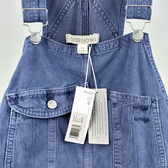 Outerknown Voyage Corduroy Overalls Womens Cornflower Blue Adjustable Straps - Picture 7 of 10